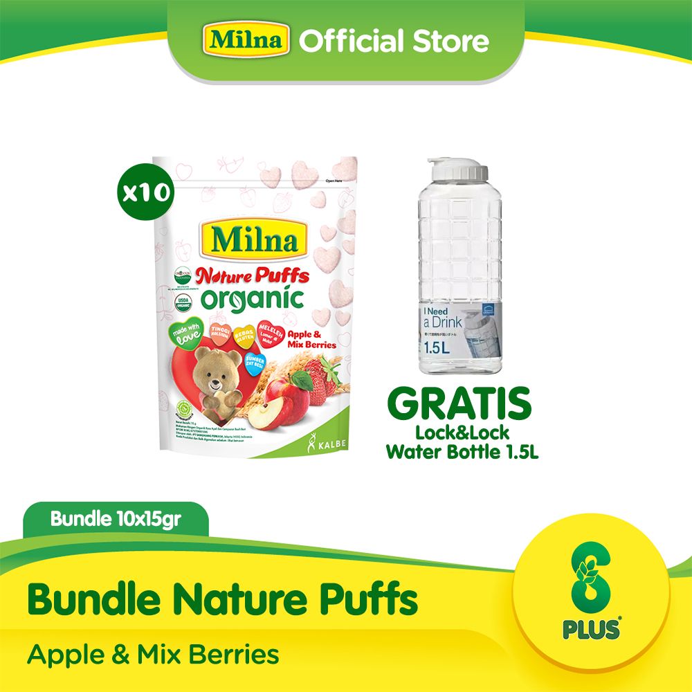 Buy 10 Milna Puffs Apple Mix Berries Free LockNLock Chess Bottle 1.5L - 1