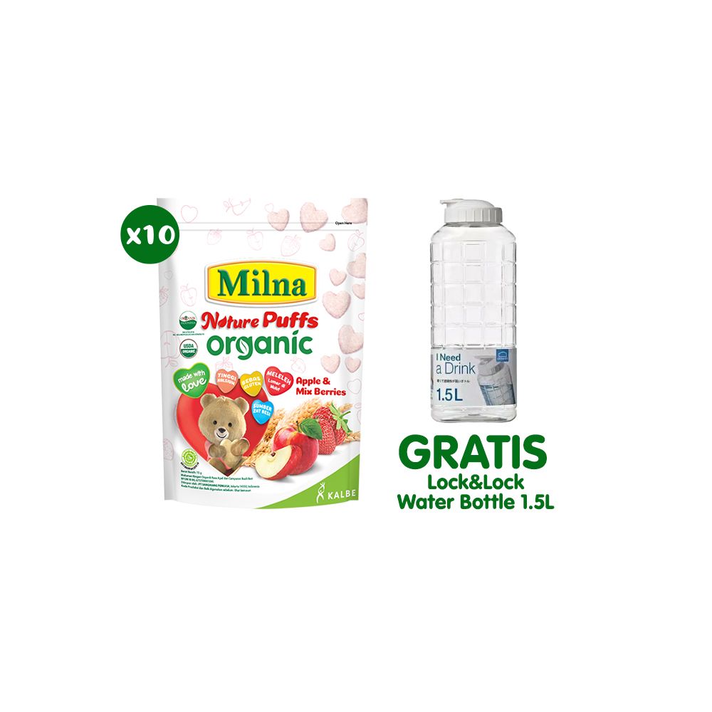 Buy 10 Milna Puffs Apple Mix Berries Free LockNLock Chess Bottle 1.5L - 2
