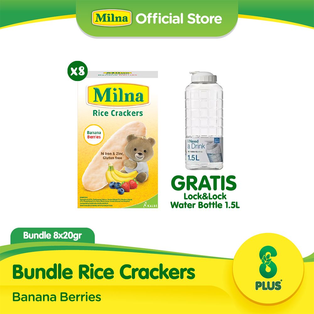 Buy 8 Milna Rice Crackers Banana Berries Free LNL Chess Bottle 1.5L - 1