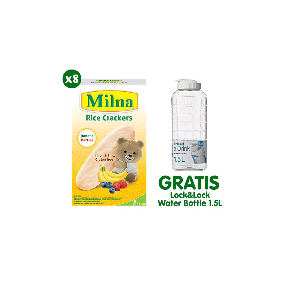 Buy 8 Milna Rice Crackers Banana Berries Free LNL Chess Bottle 1.5L - 2