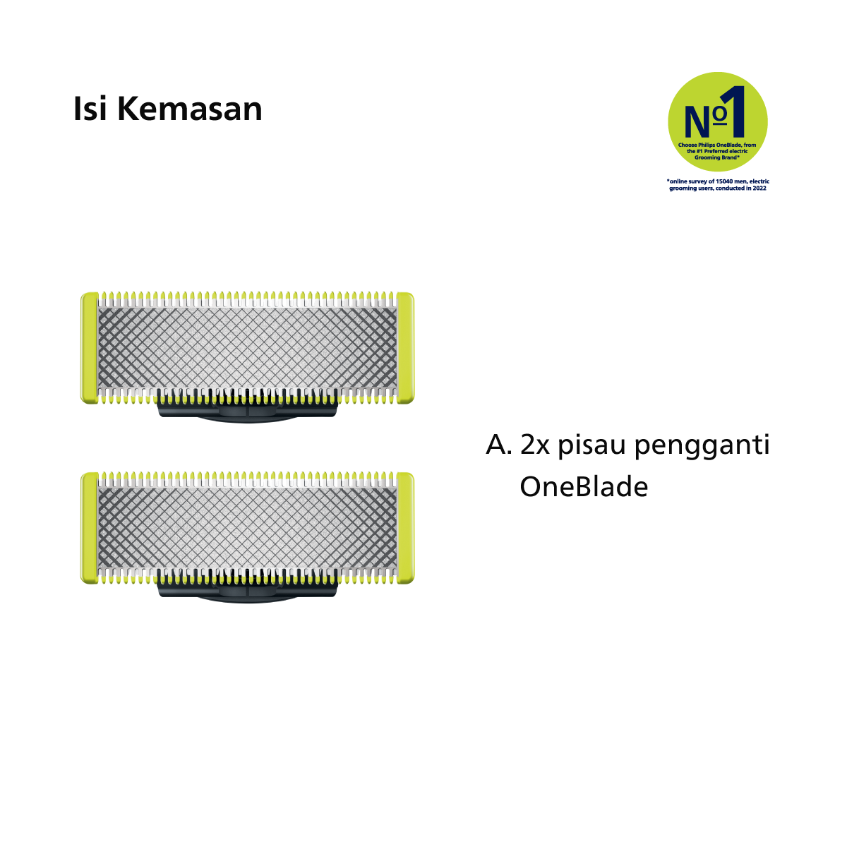 Philips Refill Oneblade QP220/51 Hybrid Blister Blade 2 Pack - 2