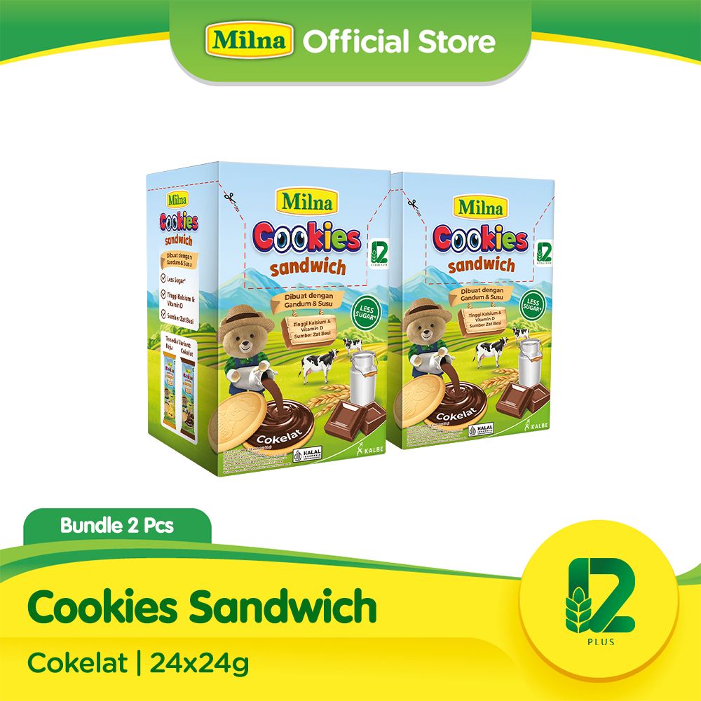 TWIN PACK MILNA COOKIES SANDWICH COKELAT - 1