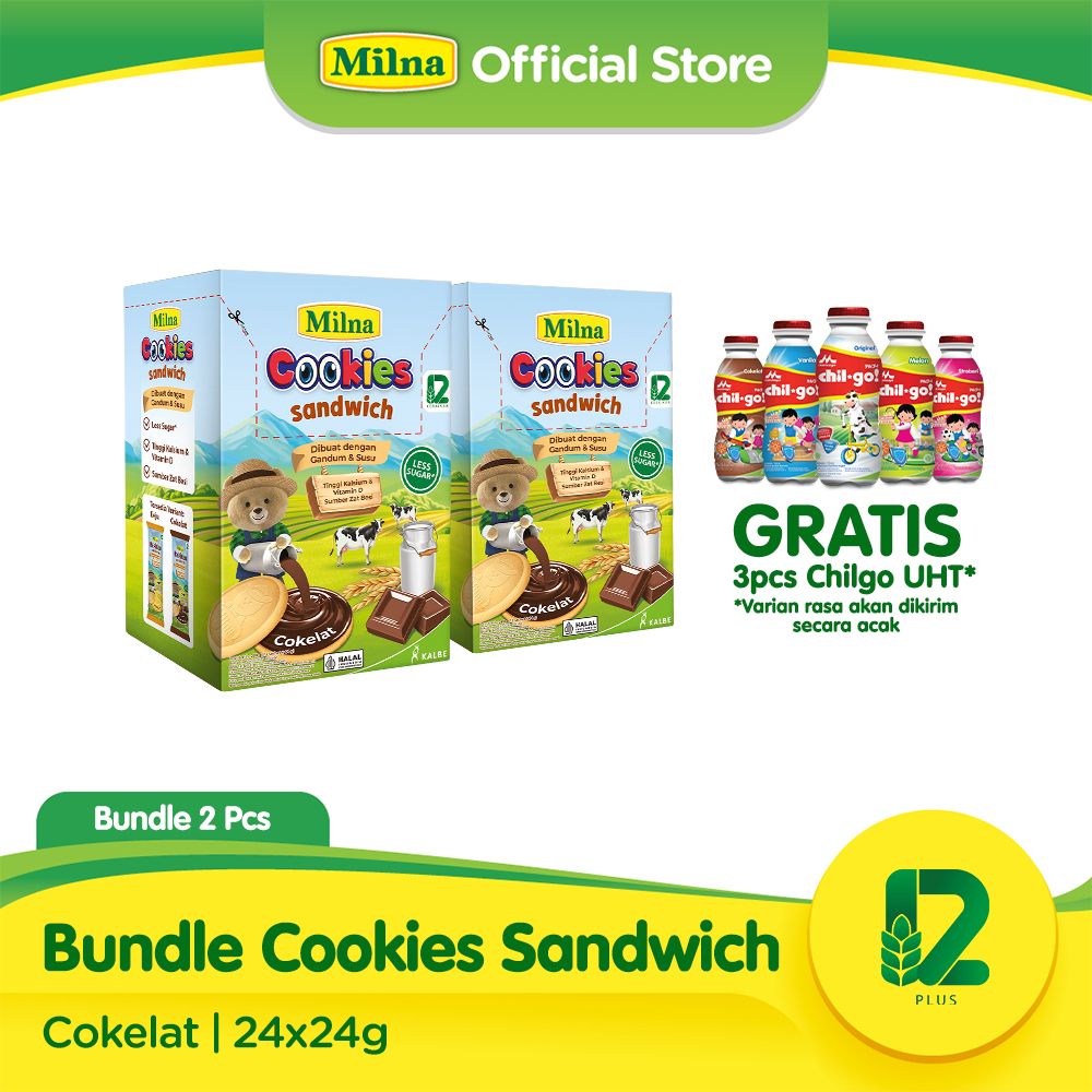 Buy 2 Milna Cookies Sandwich Cokelat Free ChilGo UHT (3pcs) - 1