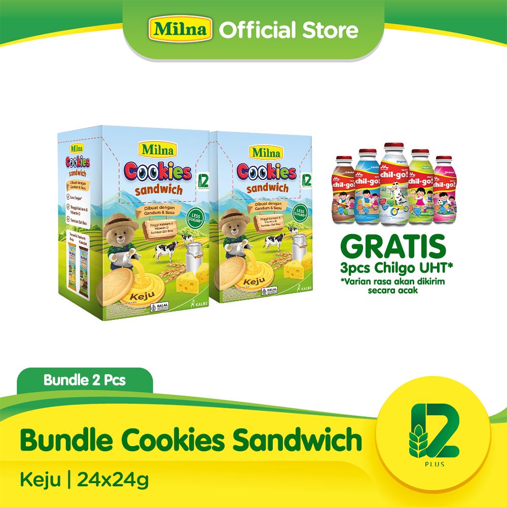 Buy 2 Milna Cookies Sandwich Keju Free ChilGo UHT (3pcs) - 1