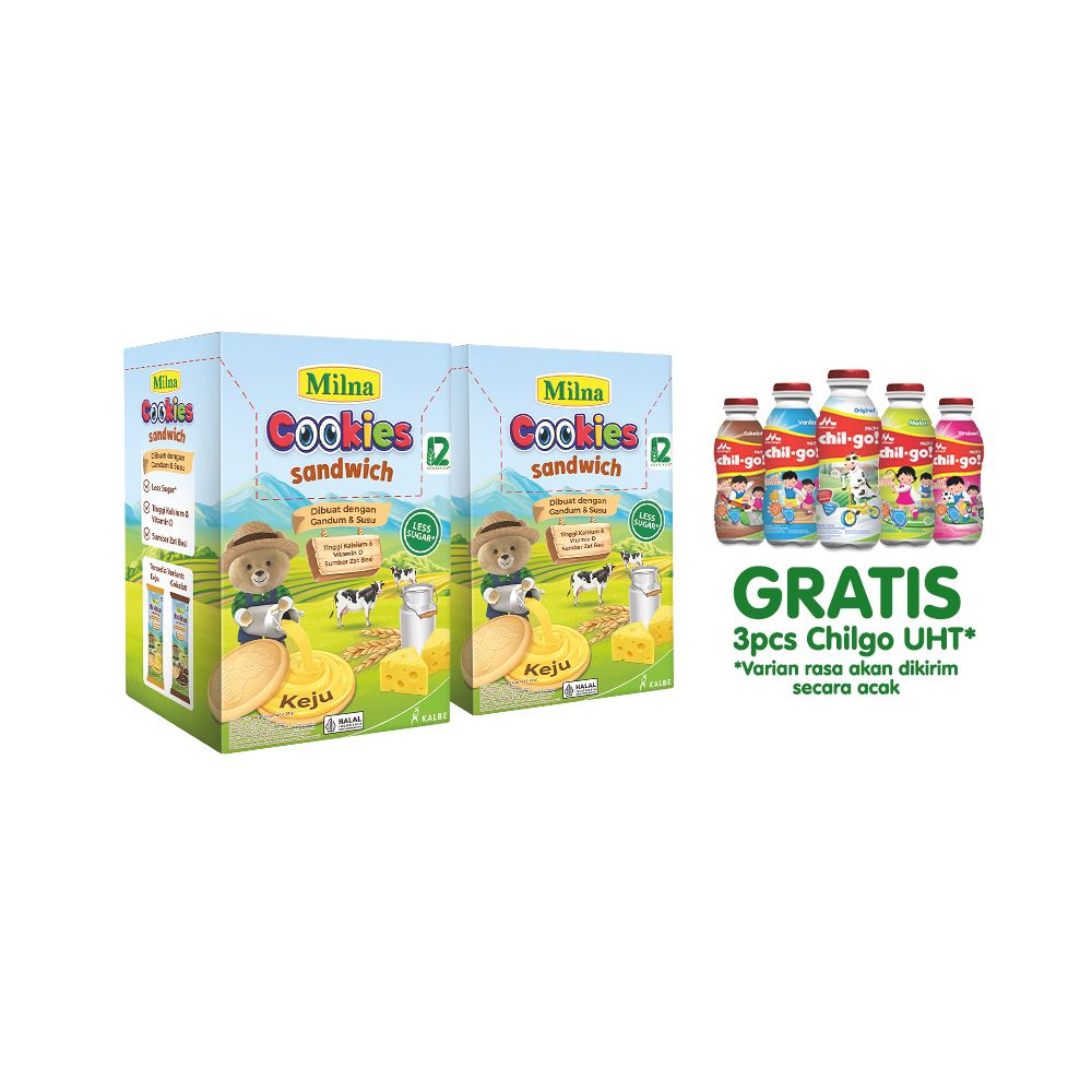 Buy 2 Milna Cookies Sandwich Keju Free ChilGo UHT (3pcs) - 2