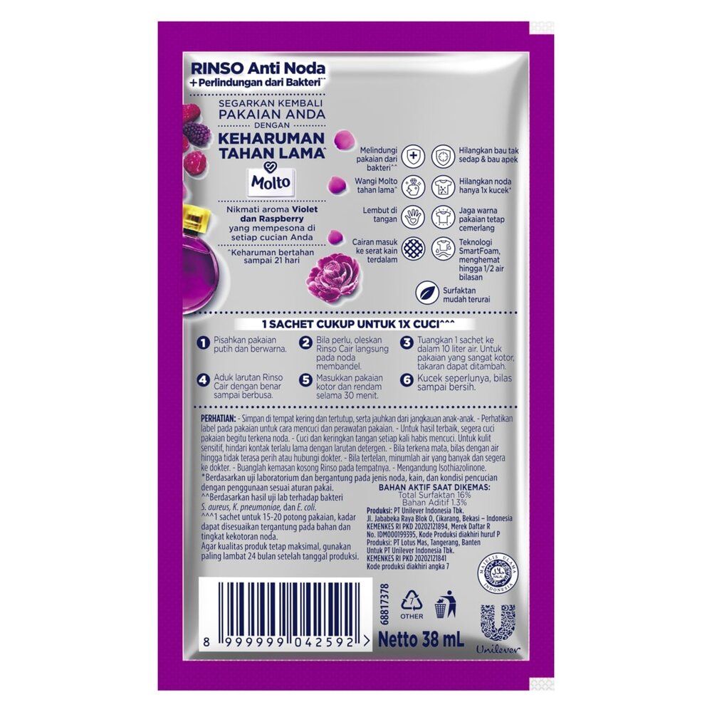 Rinso Molto Perfume Essence Liquid 38Ml - 1 Karton - 3