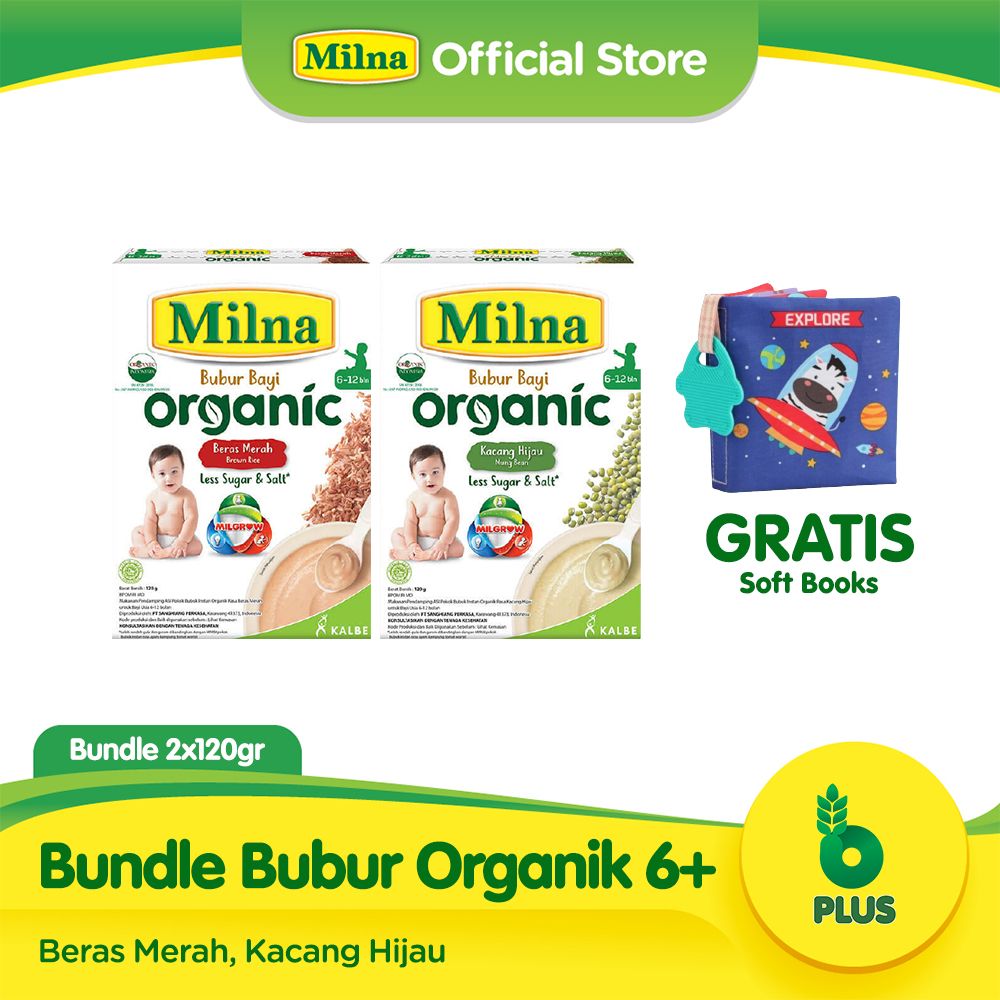 Bundle Twinpack Milna Bubur Organik 6+ Free Soft Book - 1