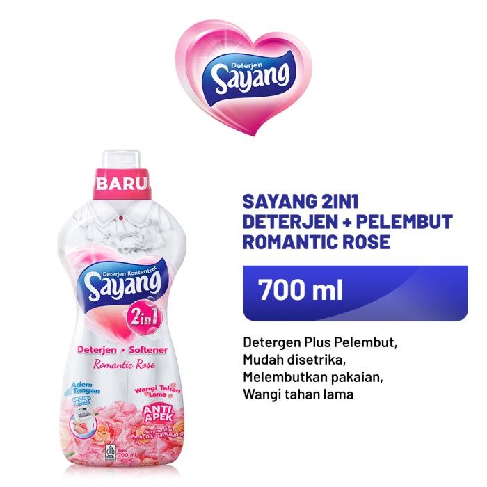 Sayang Deterjen 2in1 plus Pelembut Romantic Rose Botol 700 ml - 1