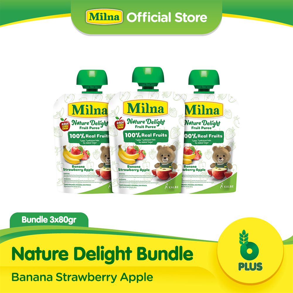 Milna Nature Delight Apple Banana Strawberry 80G (3 Pack) - 1