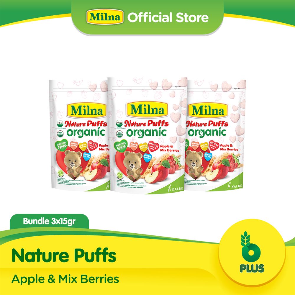 Bundle 3 Milna Puffs Organic Apple Mix Berries (NED) - 1