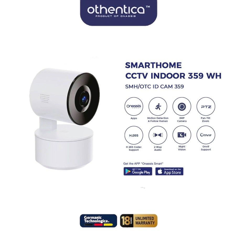 OTHENTICA SMART CCTV INDOOR WIFI CAMERA 359 MOTION TRACKING WH - 1