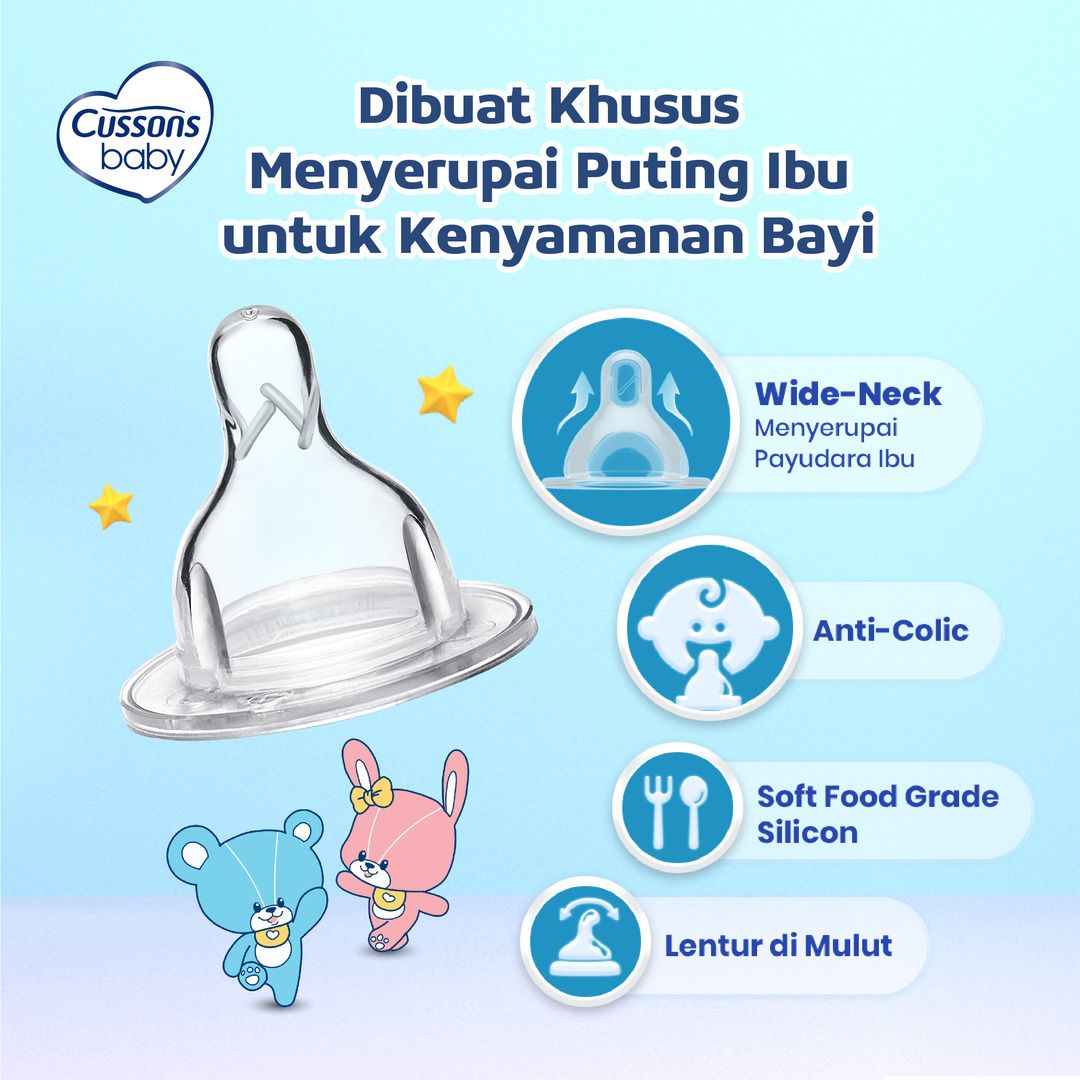 Cussons Baby Nipple Silicone Wide Neck (S) - Dot Botol Bayi - 2