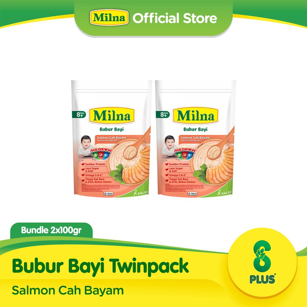 Bundle Twin Pack Mina Bubur Bayi 8+ Salmon Cah Bayam - 1