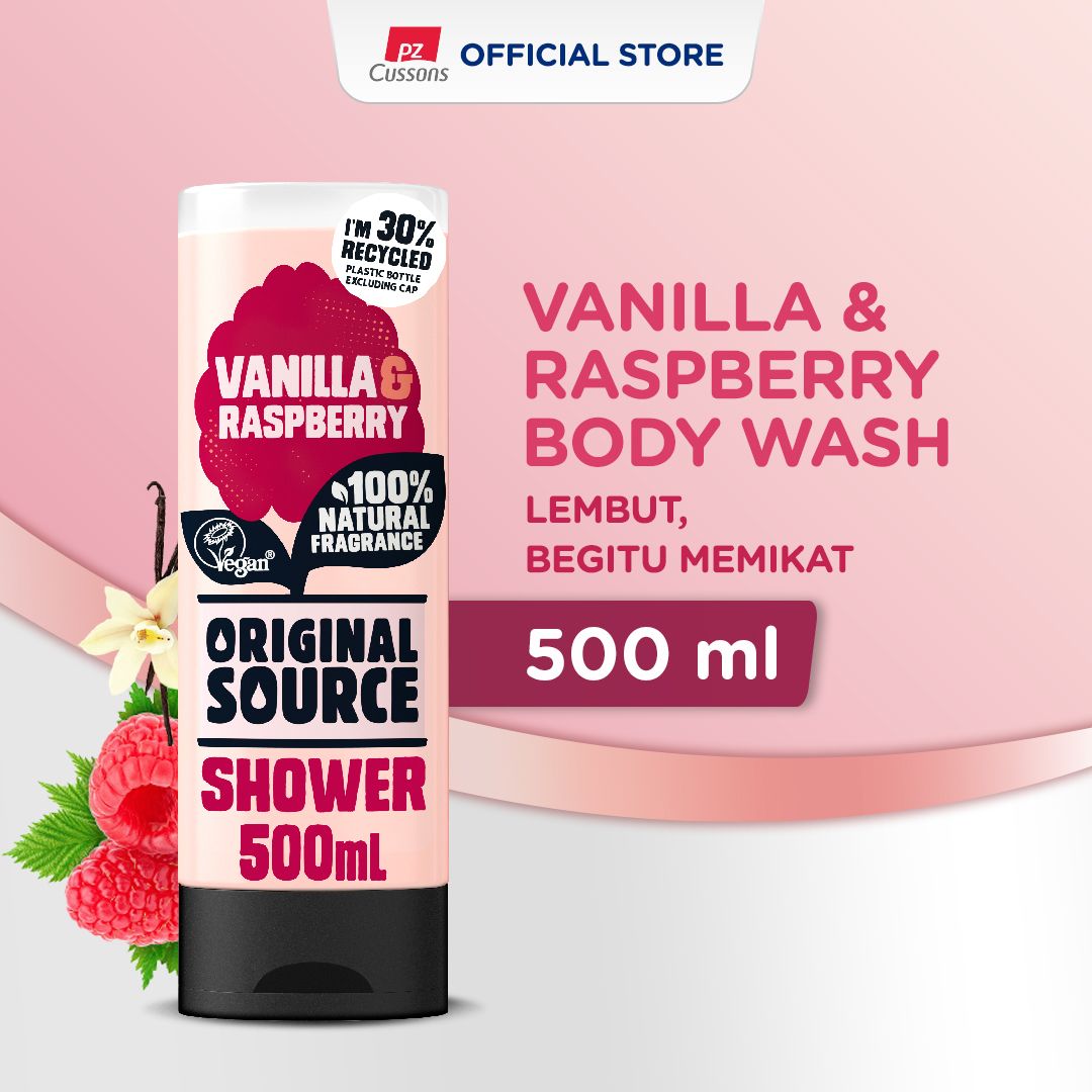 Original Source Body Wash Vanilla & Rasperry - Sabun Cair Vegan 500ml - 1