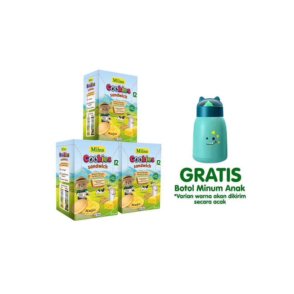 Buy 3 Milna Cookies Sandwich Keju FREE Botol Minum - 2