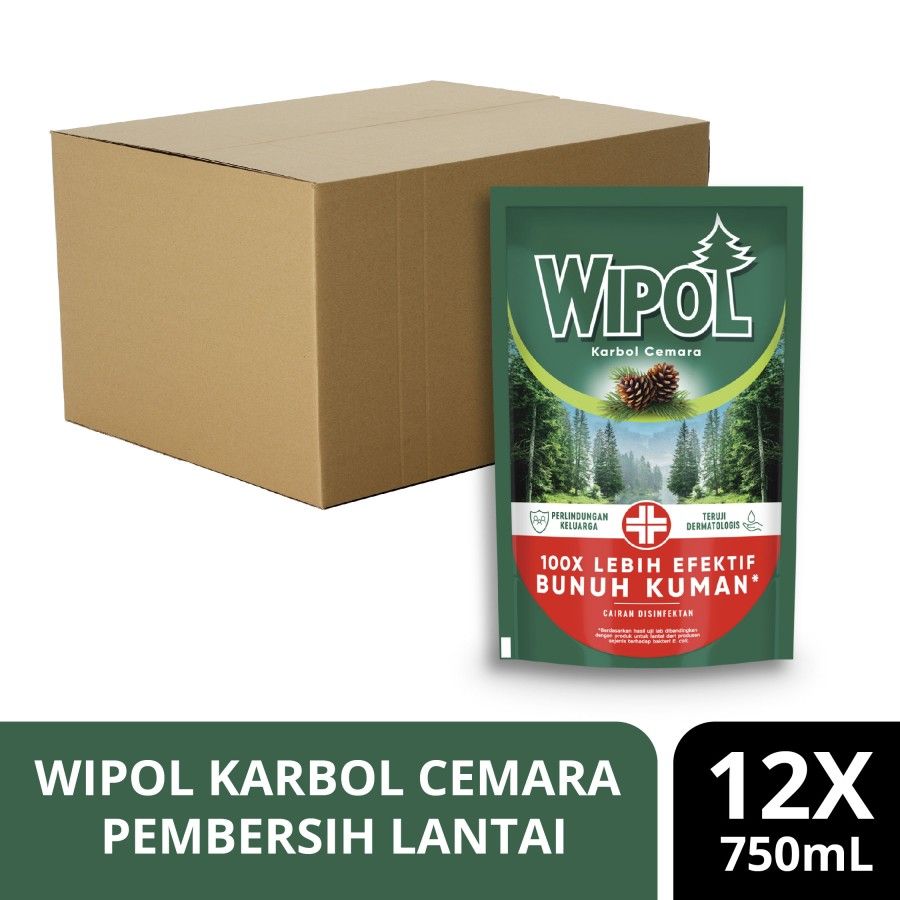 Wipol Sabun Karbol Pembersih Lantai Karbol Cemara 750Ml - 1 Karton - 1