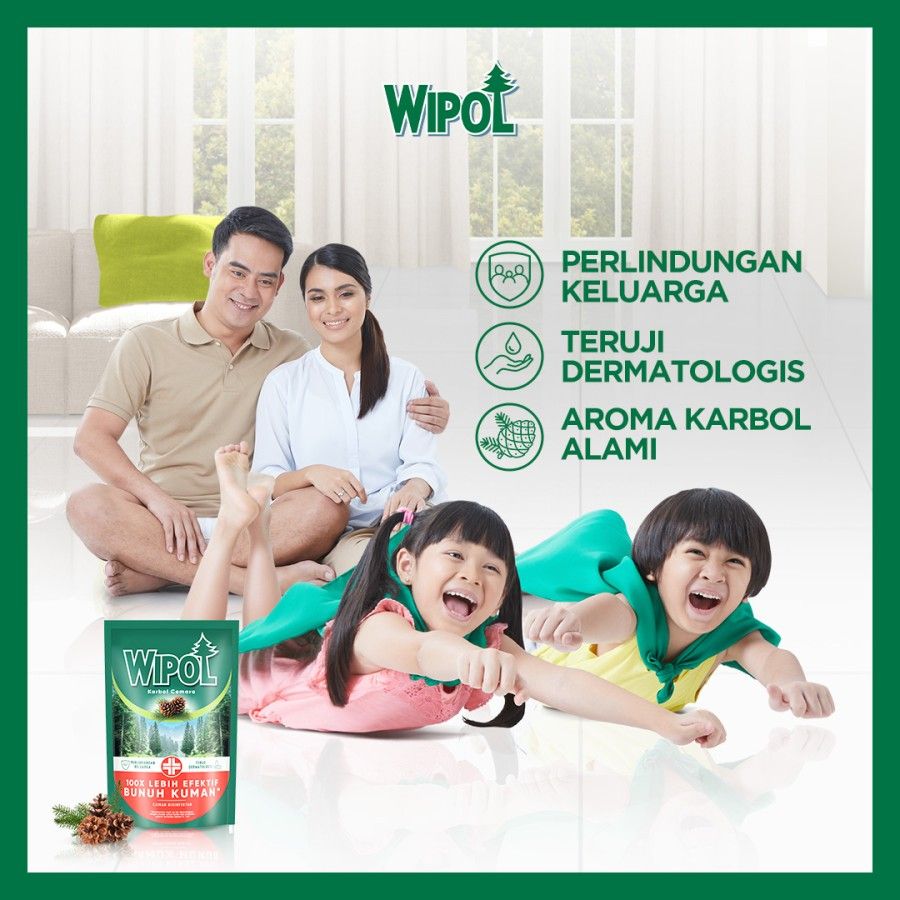 Wipol Sabun Karbol Pembersih Lantai Karbol Cemara 750Ml - 1 Karton - 5