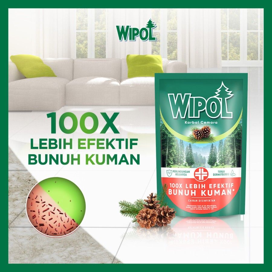 Wipol Sabun Karbol Pembersih Lantai Karbol Cemara 750Ml - 1 Karton - 4
