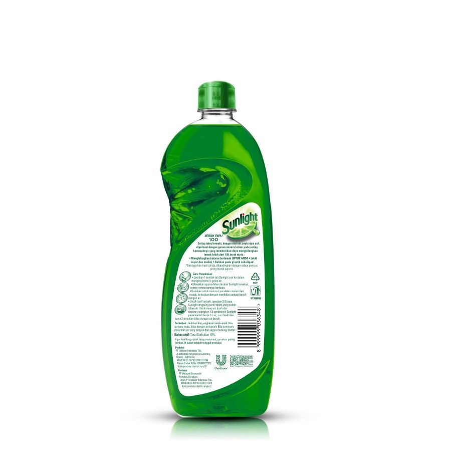 Sunlight Sabun Cuci Piring Jeruk Nipis Botol 400Ml - 1 Karton - 3