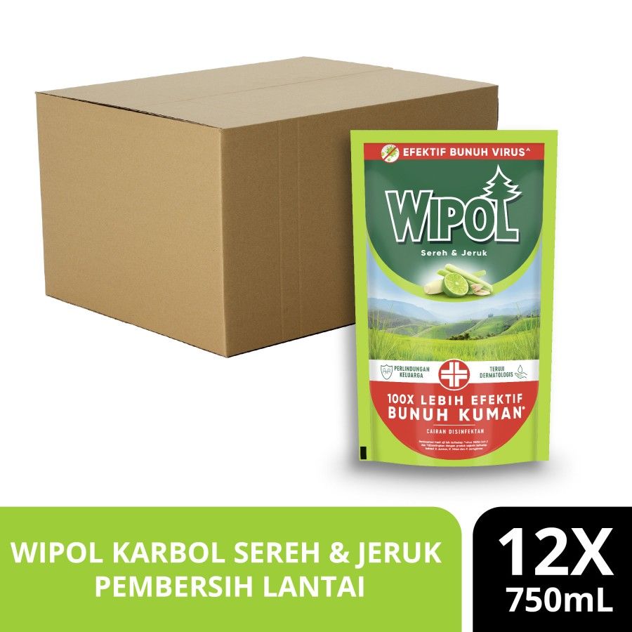 Wipol Pembersih Lantai Sereh&Jeruk 750Ml - 1 Karton - 1