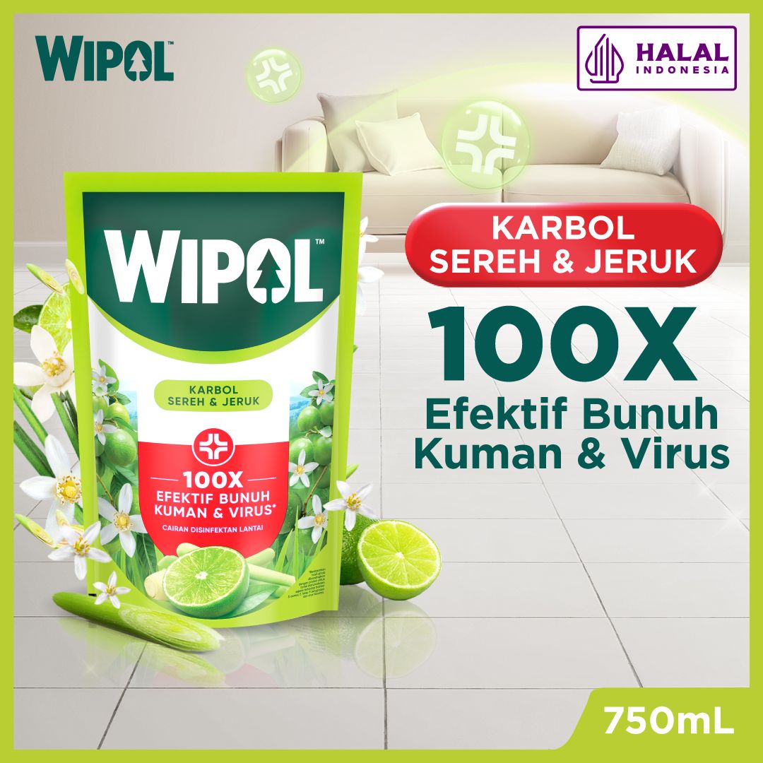 Wipol Pembersih Lantai Sereh&Jeruk 750Ml - 1 Karton - 2