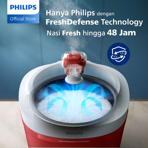 Philips Rice Cooker Penanak Nasi 1.8 L - 3000 Basic Series HD3210/30 - Merah - 2