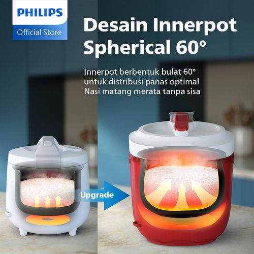 Philips Rice Cooker Penanak Nasi 1.8 L - 3000 Basic Series HD3210/30 - Merah - 4