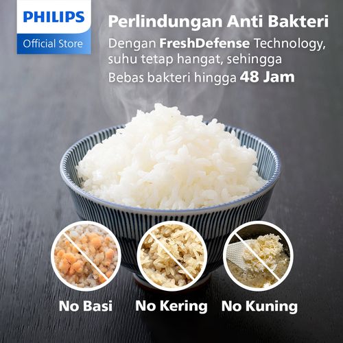Philips Rice Cooker Penanak Nasi 1.8 L - 3000 Premium Series HD3211/31 - Silver - 3