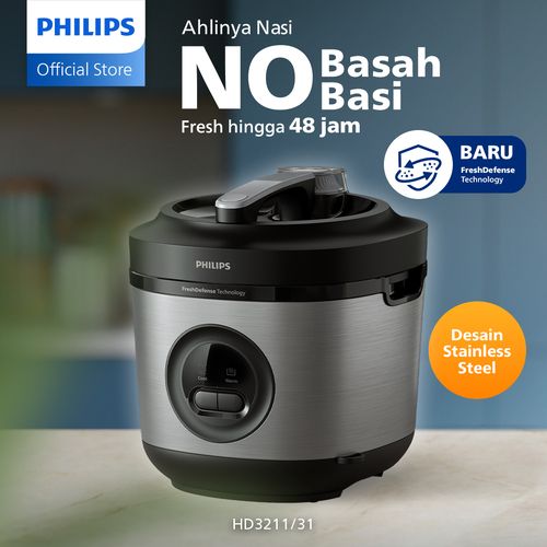 Philips Rice Cooker Penanak Nasi 1.8 L - 3000 Premium Series HD3211/31 - Silver - 1