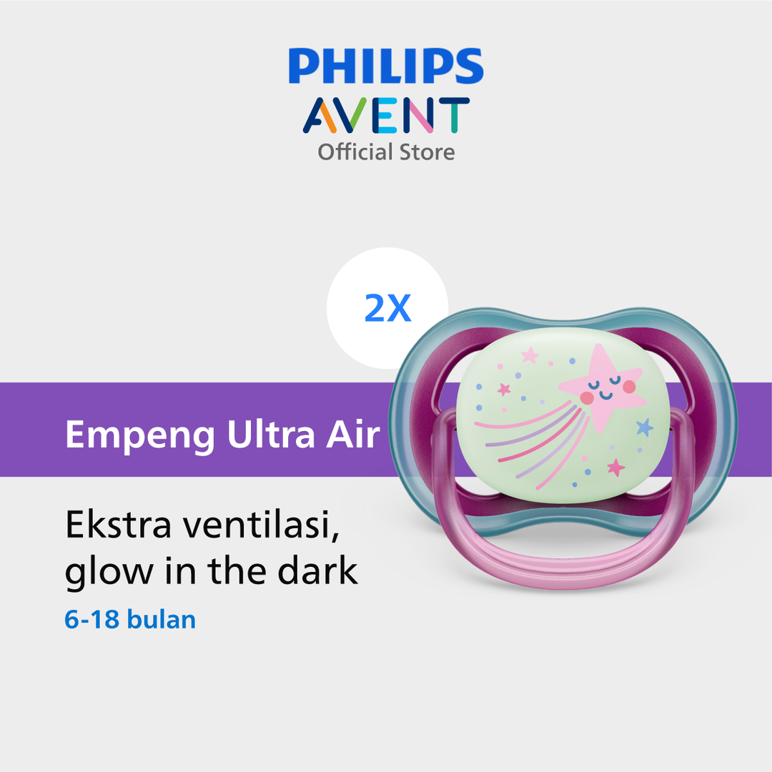 Philips Avent Soother Air Nighttime 6-18M SCF376/14 Pacifer Empeng Dot Bayi - 1
