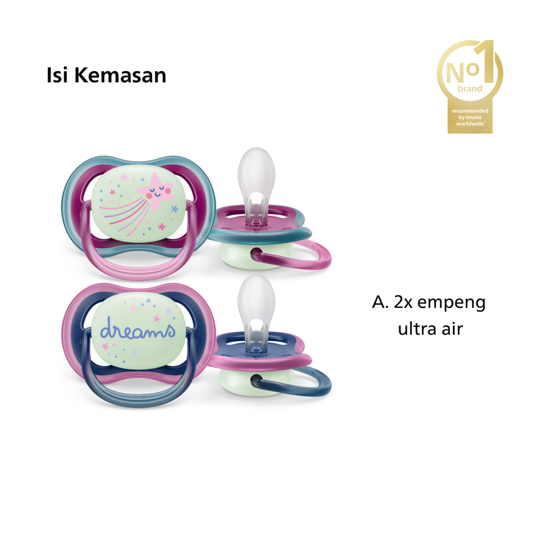 Philips Avent Soother Air Nighttime 6-18M SCF376/14 Pacifer Empeng Dot Bayi - 2