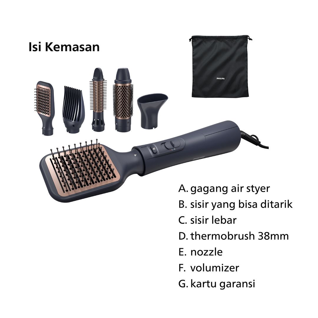 Philips | Airstyler | Catokan Curly | Rambut Ekstra Shiny Seperti dari Salon| 5 Aksesoris| BHA530/00 - 2