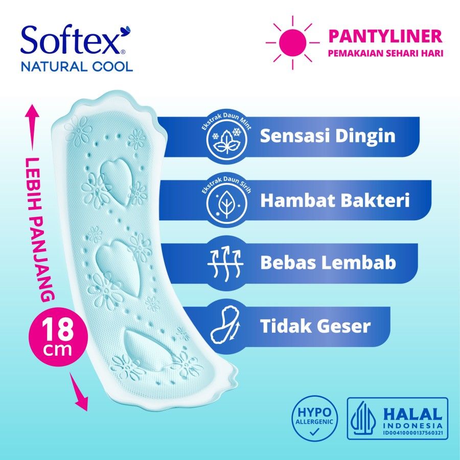 Softex Natural Cool+ Super Slim Pantyliner Longer&Wider isi 28 pads [SEGARI ONLY] - 3