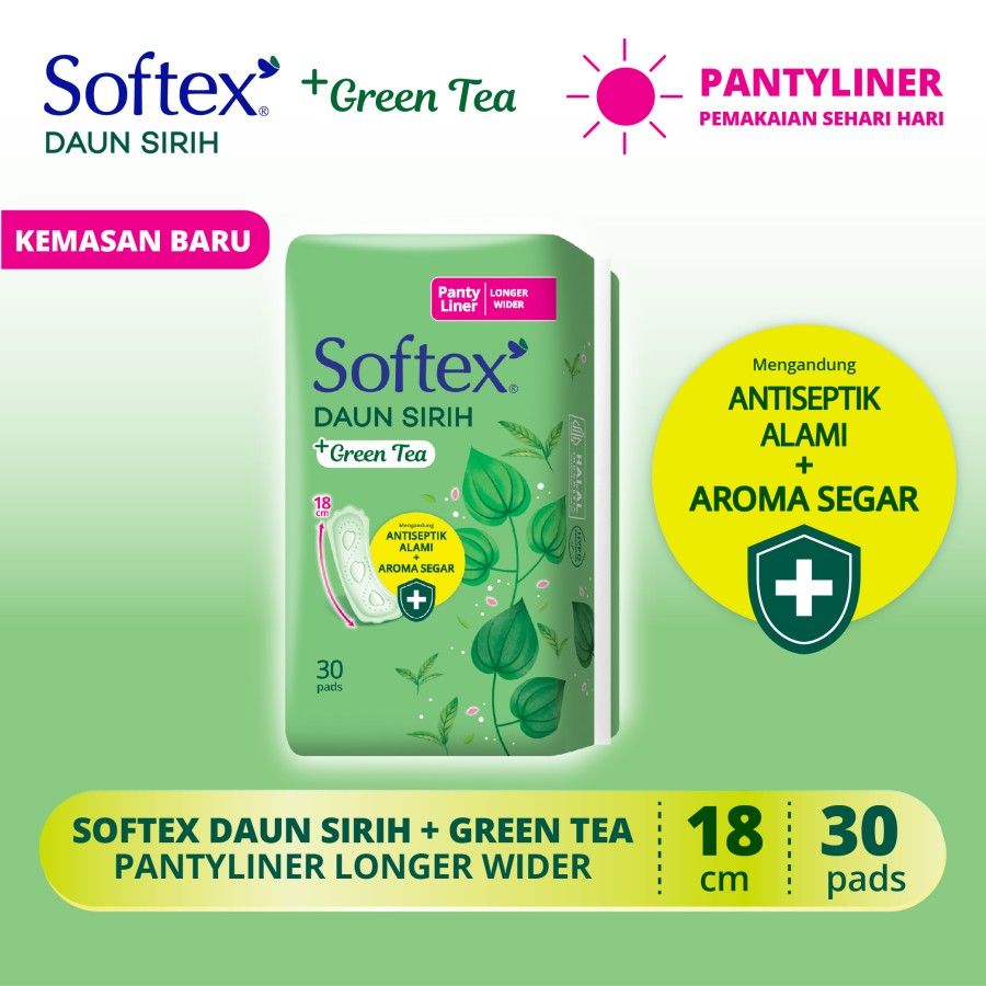Softex Daun Sirih Green Tea PLiner L&W 24x30s [SEGARI ONLY] - 1