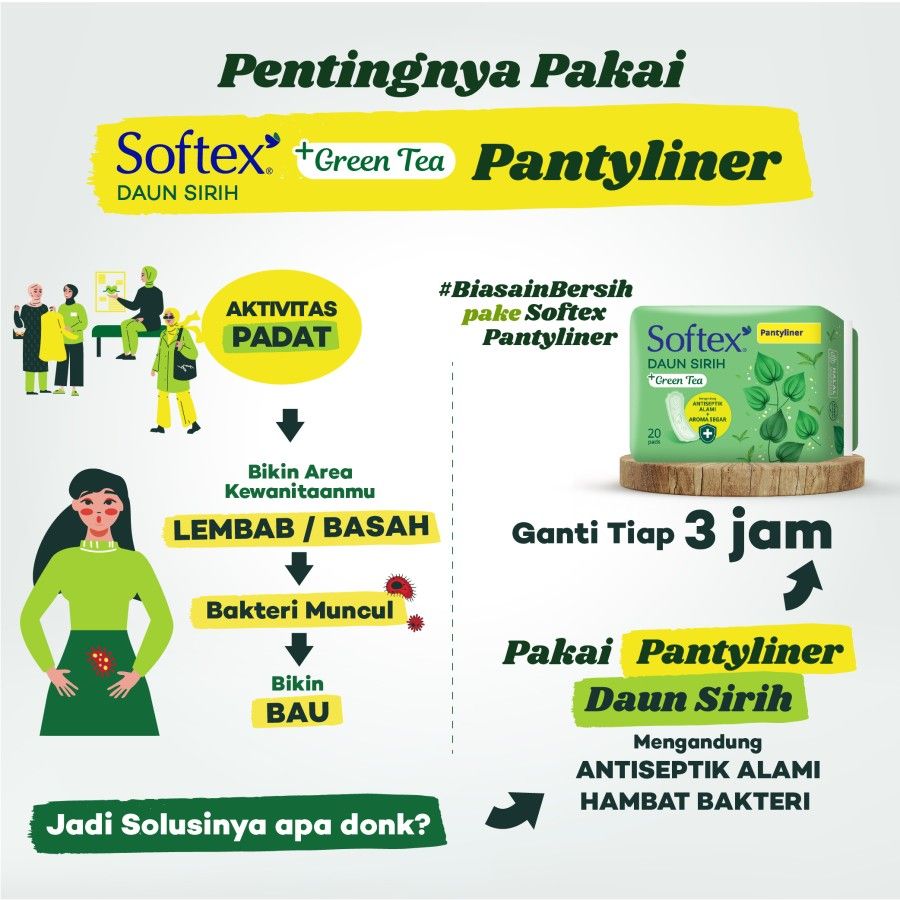 Softex Daun Sirih Green Tea PLiner L&W 24x30s [SEGARI ONLY] - 5