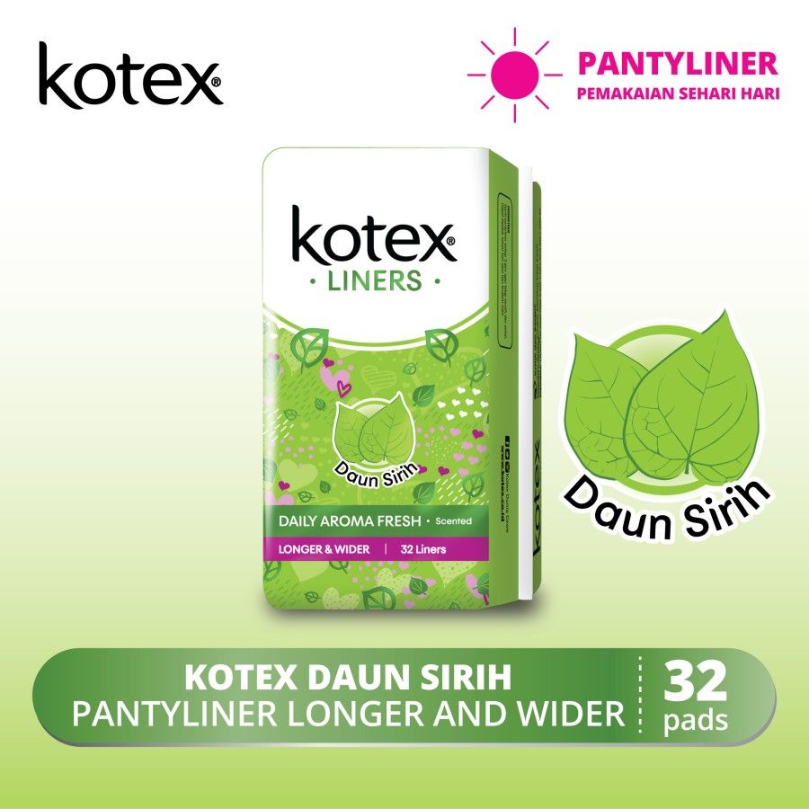 Kotex Liners Longer & Wider Daun Sirih 32s [SEGARI ONLY] - 1