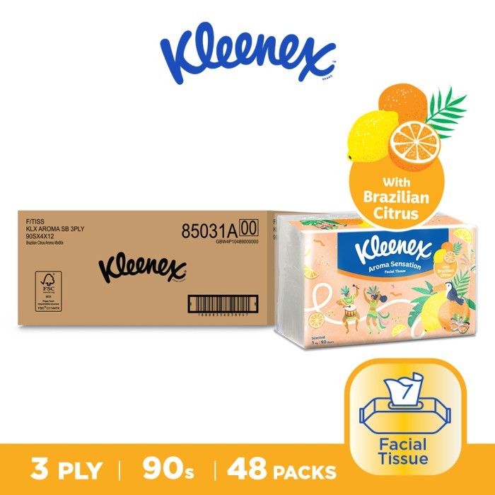 Kleenex Facial Tissue Brazilian Citrus Sensation 3 Ply 90s [48 Pack] [SEGARI ONLY] - 1
