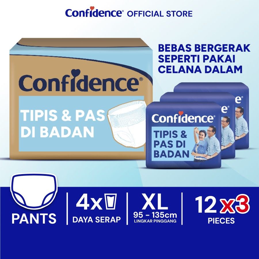 Confidence Popok Dewasa Celana Tipis & Pas E-Pack XL 36 [SEGARI ONLY] - 1