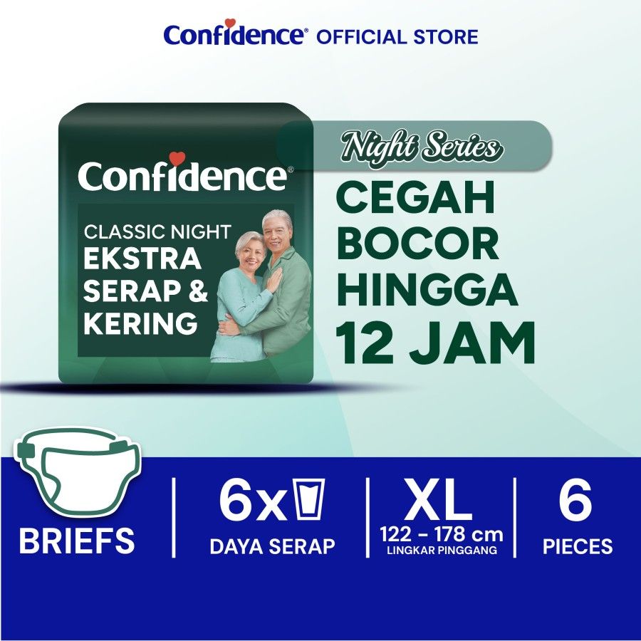Confidence Popok Dewasa Perekat Classic Night Ekstra Serap & Kering XL6 [SEGARI ONLY] - 1