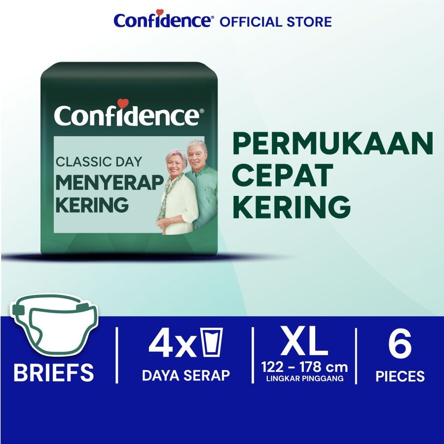 Confidence Popok Dewasa Perekat Classic Day Menyerap Kering XL6 [SEGARI ONLY] - 1