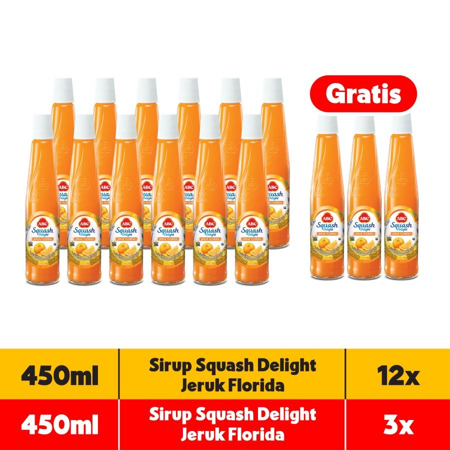 ABC Sirup Squash Delight Jeruk Florida 450 ml - Multi Pack 12 pcs - 1