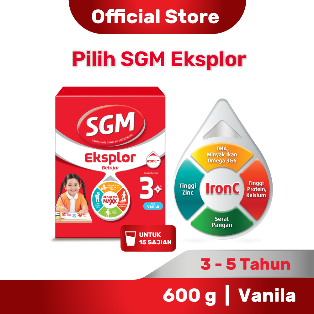SGM Eksplor 3+ dengan IronC Susu Bubuk Rasa Vanilla 600gr - 1